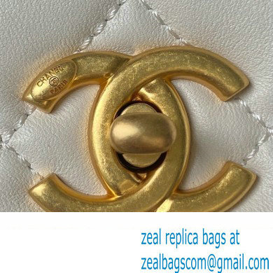 Chanel Lambskin & Gold-Tone Metal Mini Flap Bag AS4340 White 2023